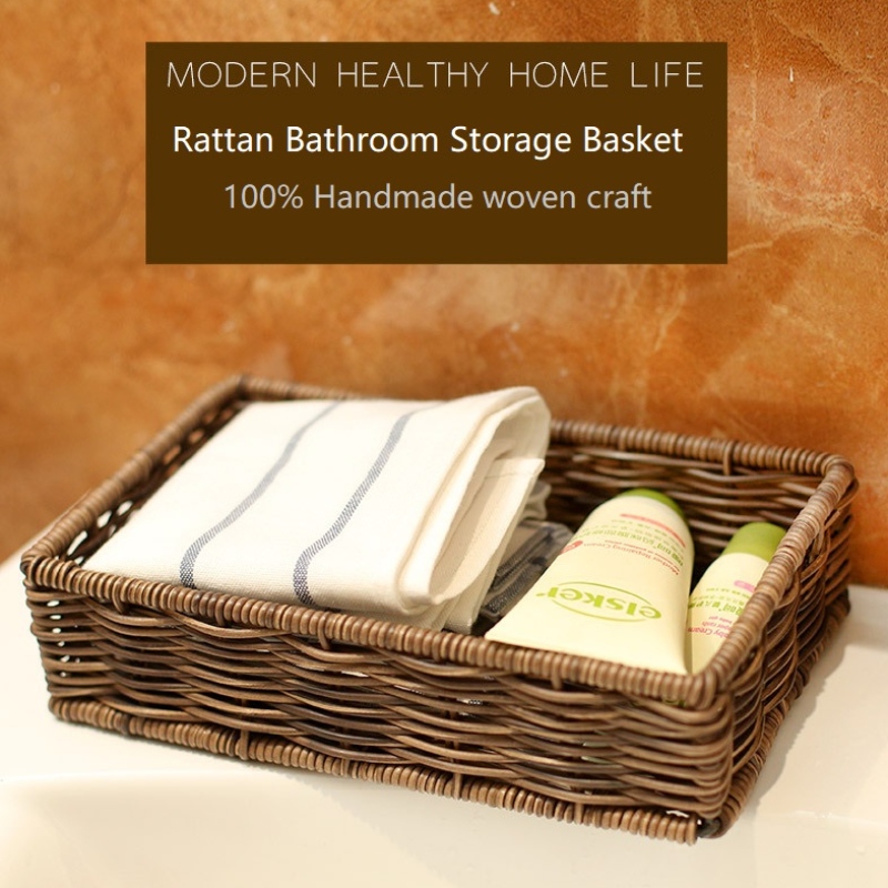 Водонепроницаемая корзина для хранения ванной из ротанга