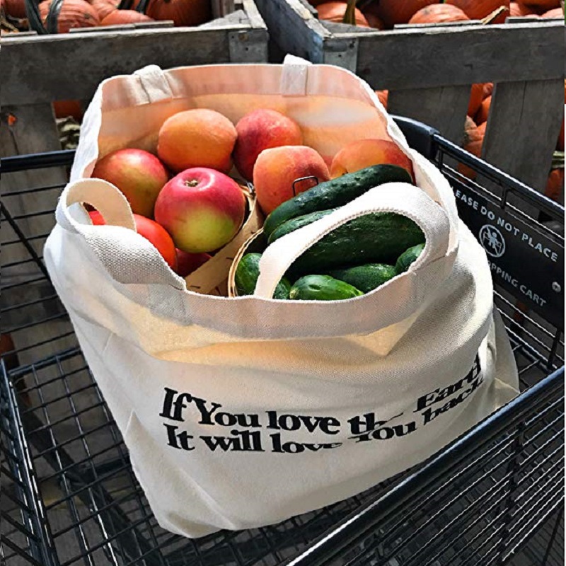 SG64 тяжелый овощной органический фруктовый мешок для покупки хлопок брезент ручной мешок с заказной печати