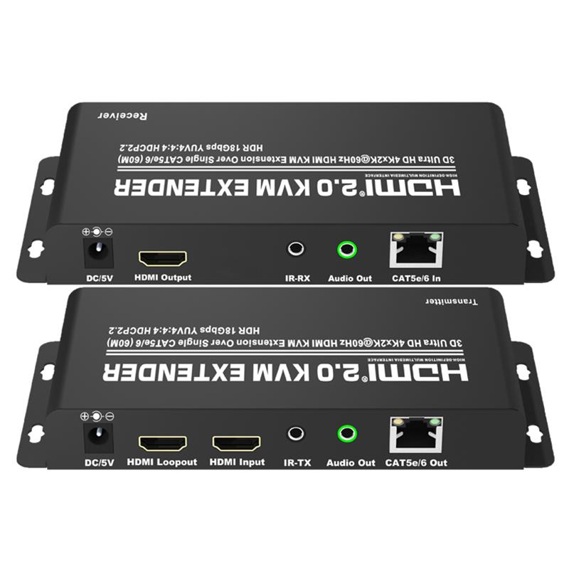 Удлинитель HDMI 2.0 KVM 60 м над одиночной поддержкой CAT5e / 6 Ultra HD 4Kx2K при 60 Гц HDCP2.2