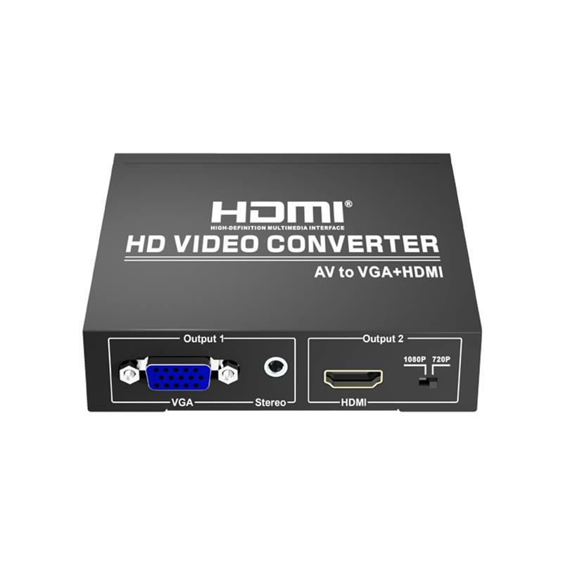 Преобразователь AV в VGA + HDMI Scaler с разрешением 720P / 1080P