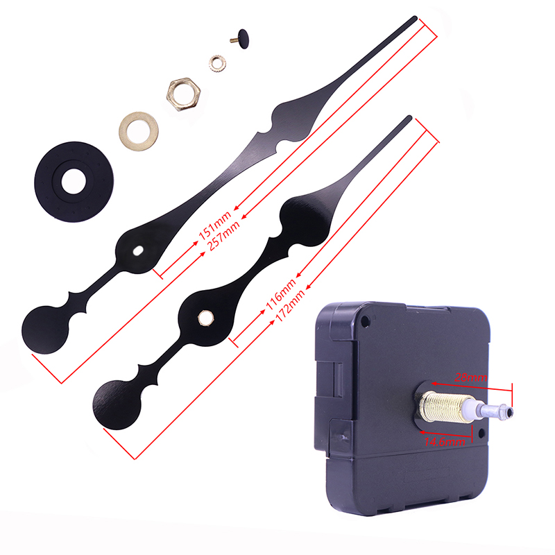 HR1688 23 мм кварцевый черный часовой механизм и большие стрелки часов