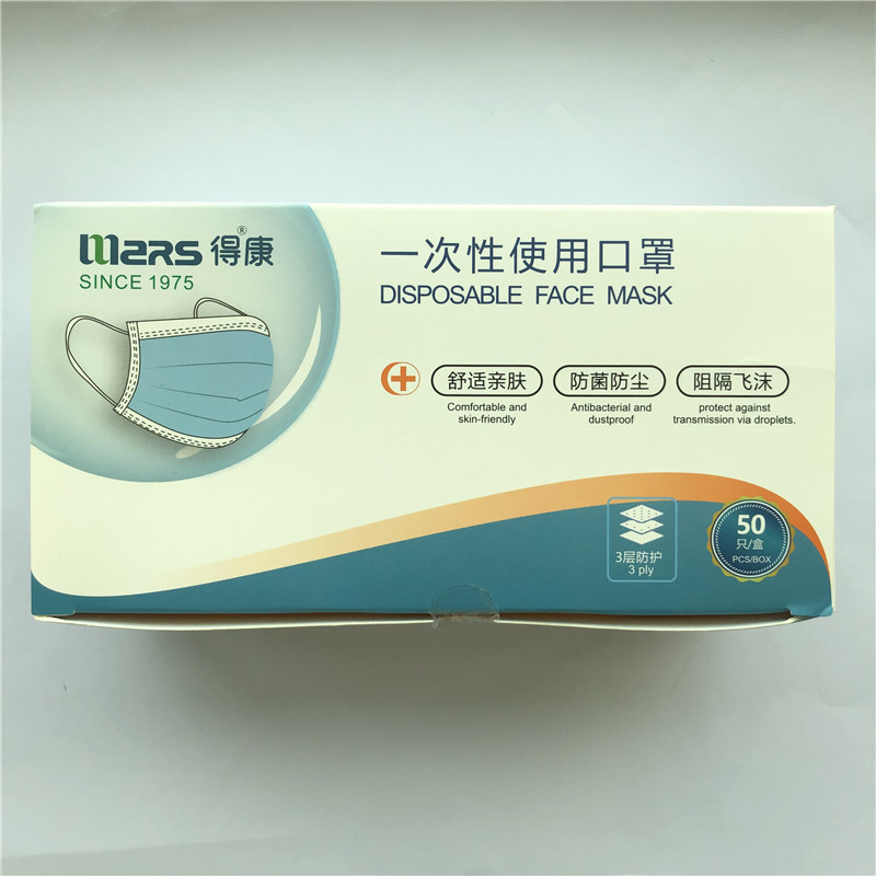 высококачественный трехслойный ушной синий одноразовый респиратор