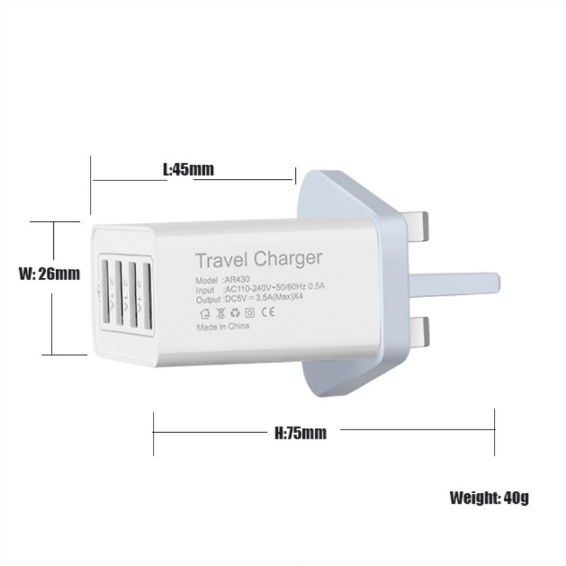 быстродействующий штепсель 3.0 18W 4 2.1A порт USB настенный зарядник AC путевой зарядник портативный зарядник USB