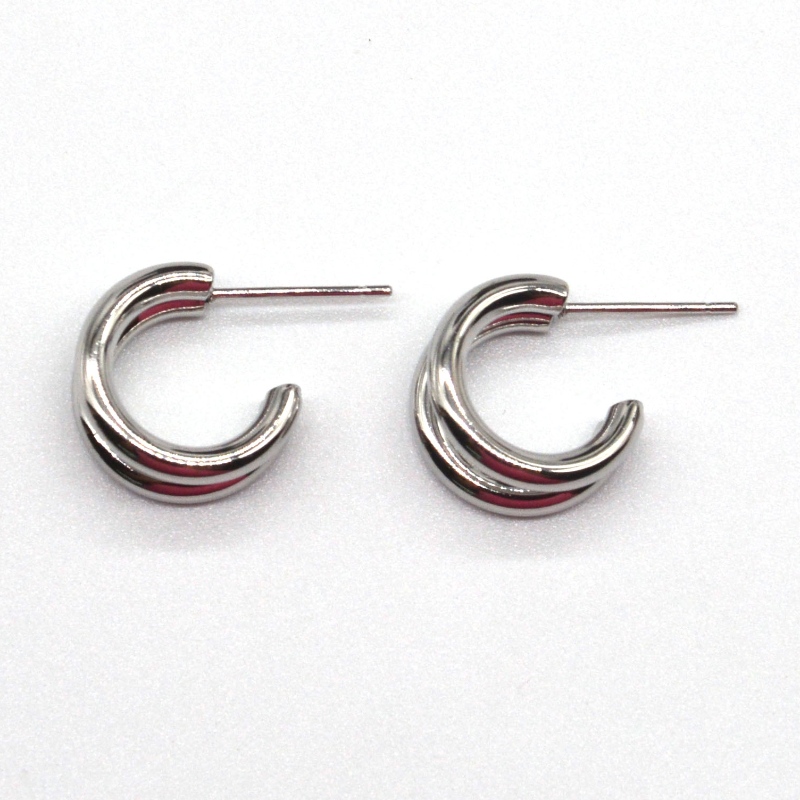 Толстые серебряные серьги-кольца с двойным кольцом в стиле ретро, ​​геометрические металлические рок-панк, круглые серьги с подв...