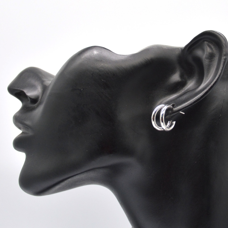 Толстые серебряные серьги-кольца с двойным кольцом в стиле ретро, ​​геометрические металлические рок-панк, круглые серьги с подв...