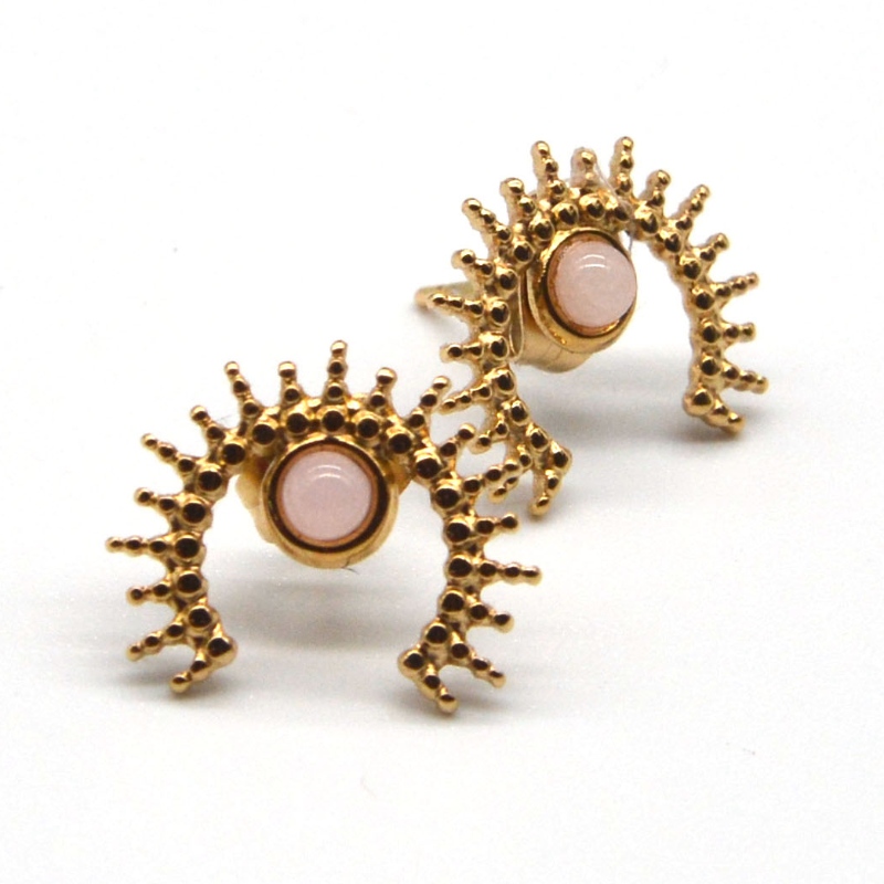 Позолоченные серьги из агата, золотые женские серьги из нержавеющей стали Китайская фабрика по обработке ювелирных изделий Ruifanbao