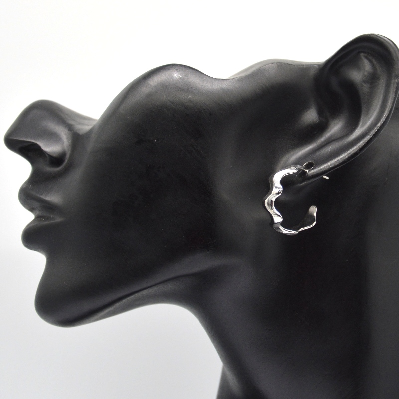 C-образные серьги с водной рябью, женские модные и элегантные серьги, простые, элегантные, повседневные и универсальные серебряны...