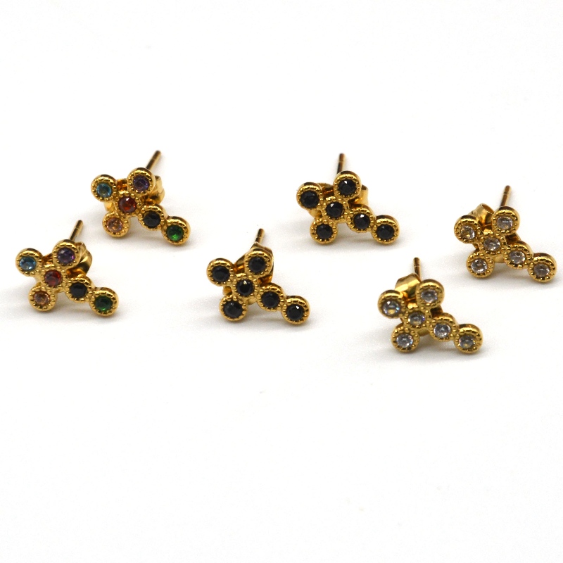 Женские серьги-крестики с цирконием и мини-паве, китайская фабрика по обработке ювелирных изделий Ruifanbao