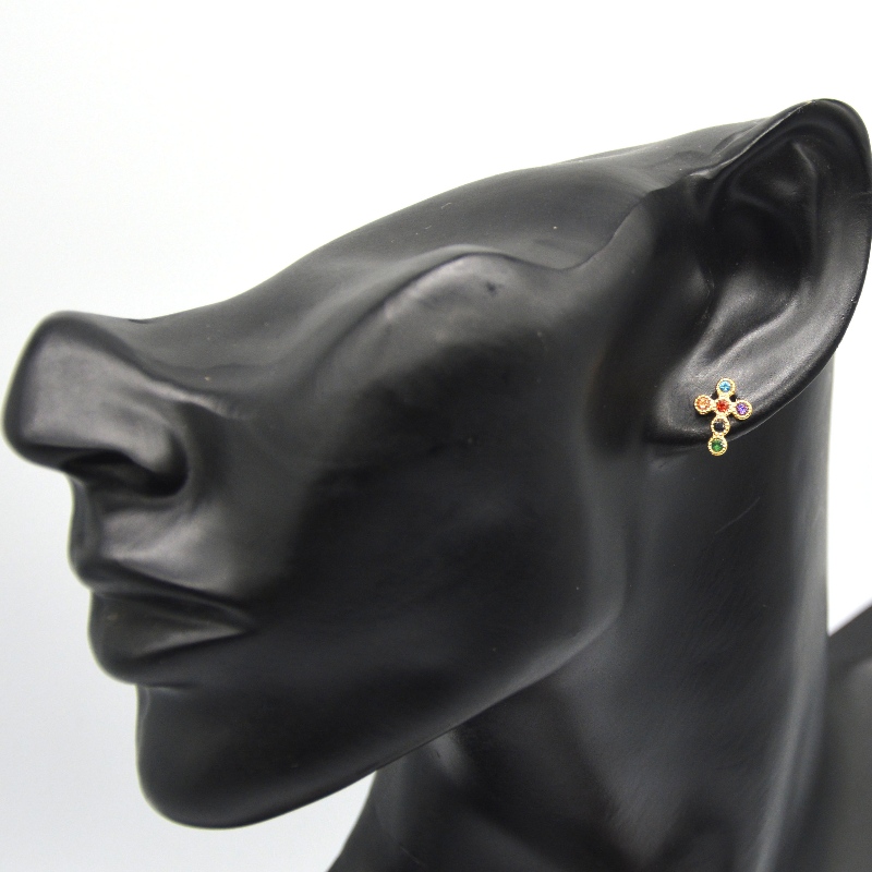 Женские серьги-крестики с цирконием и мини-паве, китайская фабрика по обработке ювелирных изделий Ruifanbao