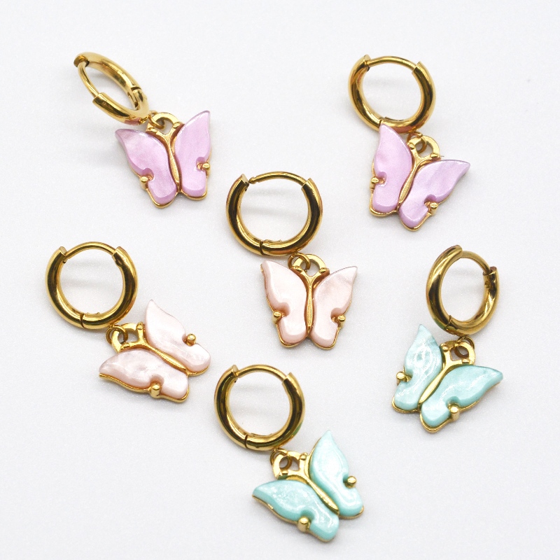 женские серьги бабочки, украшения из цветных бабочек, серьги из позолоченных подвесок, праздничный подарок