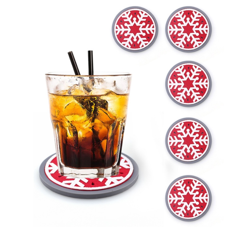 10 круглых утолщенных рождественских подставок из фетра