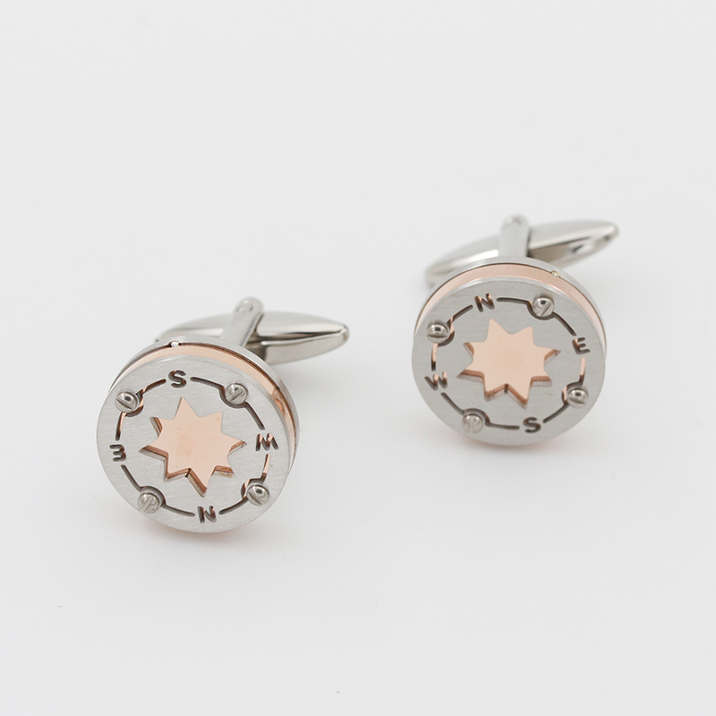 Оптовые мужские двухцветные запонки в стиле ветра из нержавеющей стали