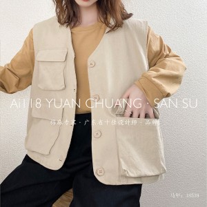 Свободный дизайн Минималистичный Стильный повседневный жилет Однотонный хлопок и лен oversize на заказ 18539 Жилеты