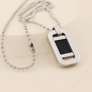 Оптовое двухцветное ожерелье с подвеской из черной проволоки из нержавеющей стали