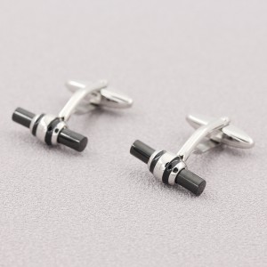 Мужские двухцветные запонки из нержавеющей стали с черным покрытием для подарка