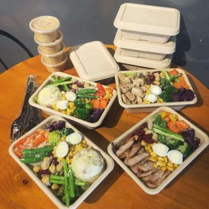 Прямоугольные экологически чистые биоразлагаемые контейнеры для упаковки пищевых продуктов на вынос кукурузный крахмал однора...