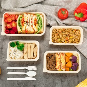 Прямоугольные экологически чистые биоразлагаемые контейнеры для упаковки пищевых продуктов на вынос кукурузный крахмал однора...