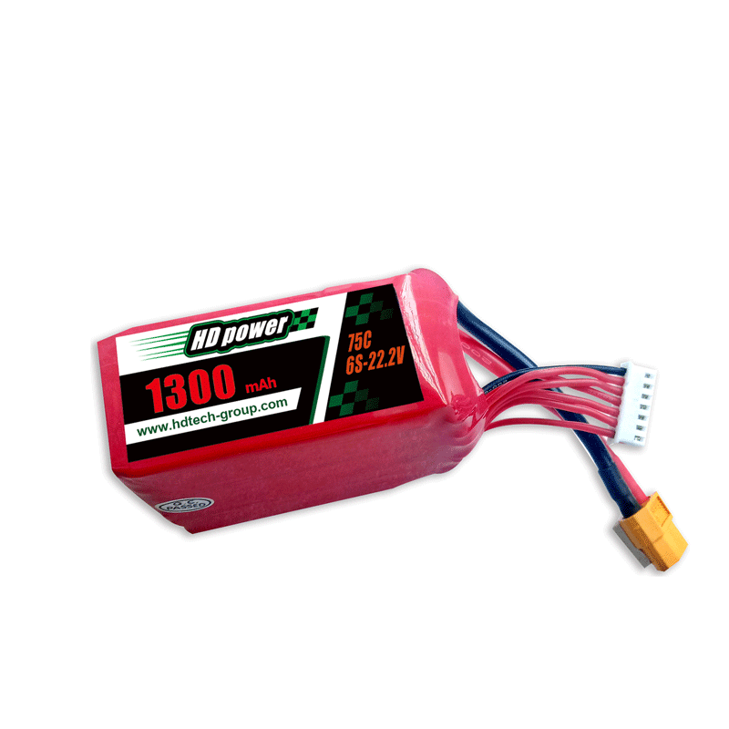 высокочистый источник питания 1300mAh 75C 6S 22.2V FPV lipo