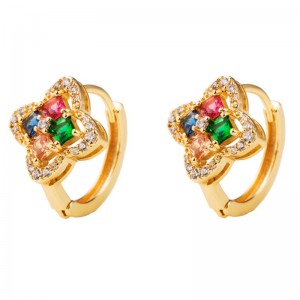 Европейская и американская мода ретро желание Aliexpress Новые серьги в форме золота из медного покрытия с цветными серьгами циркона