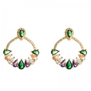 Европейская и американская личность латунные серьги темперамент женские серьги микроиннатики цвет циркон серьги в форме цветов...