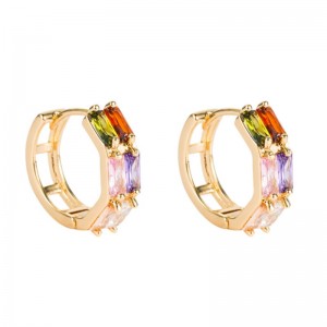 Трансграничный источник внешней торговли Геометрический двойной ряд Серьги циркона Женский медный микроинллазы цвет циркония ...