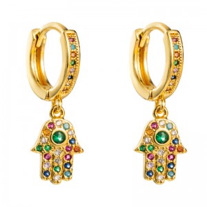 Серьги из медной микроиннатики Цветные драгоценные камни женские европейские и американские стиль Trend Leadality Palm Серьги Холодный в...