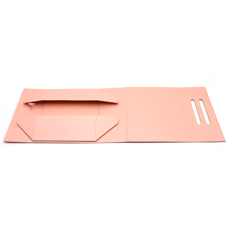 Пользовательские логотип печатные складные бумаги плоский пакет косметический подарок упаковки розовые магнитные коробки с ручкой