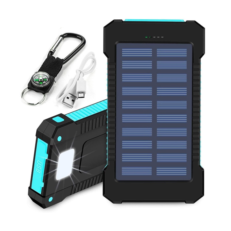 Солнечный банк Power Dual USB Power Bank 20000mAh водонепроницаемая батарея зарядное устройство Внешняя портативная солнечная панель со светодиодным светом