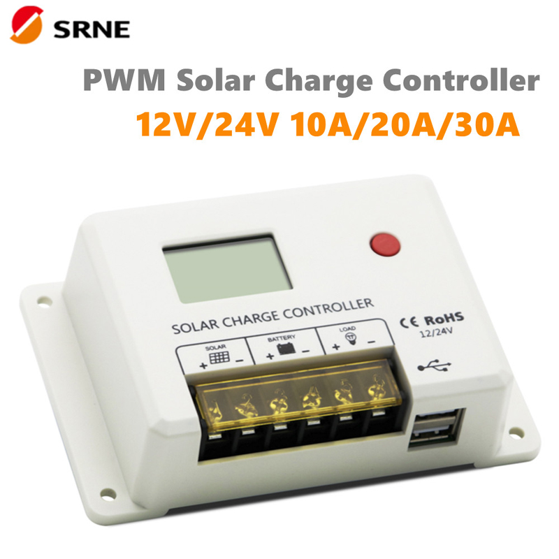 Новый SRNE PWM 10A 20A 30A 30A контроллер солнечного заряда 12V 24V автоматический ЖК-дисплей двойной USB 5V/2A порта для свинцовой кислоты литиевая батарея