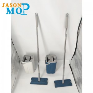 2021New Нержавеющая сталь Съемный полюсный ручка для сжимания плоской очистки швабра с крышкой системы ведра