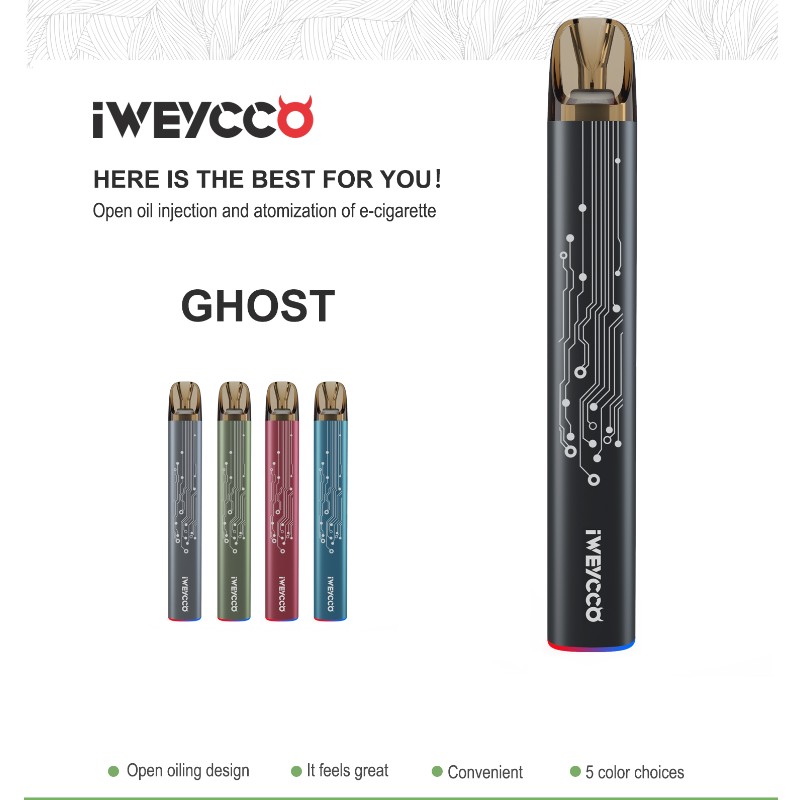 IweyCCO Ghost Vape 650mah 12w Pod Kit Electronic сигарета 2ml картридж испаритель для вас
