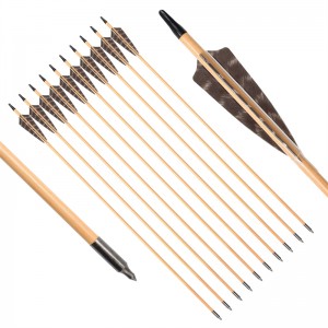 Elong Outdoor 117027-01 OD9MM 30 дюйма деревянная стрелка с перью из лука из лука Традиционная стрельба