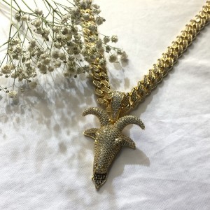 Зиркон сплошной головы оленей хип-хоп ожерелье