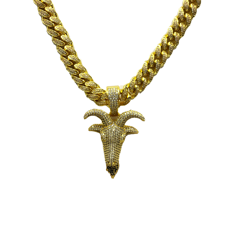 Зиркон сплошной головы оленей хип-хоп ожерелье