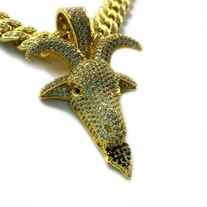 Зиркон сплошной головы оленей хип-хоп ожерелье