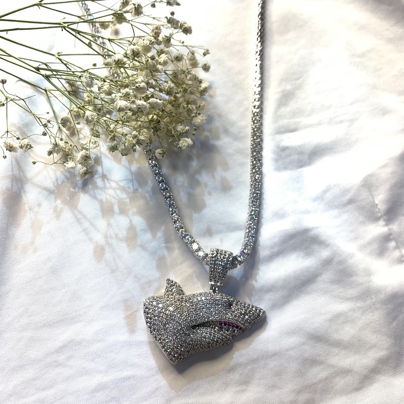 Горячие продажи моды роскошные ювелирные изделия алмазная акула хип-хоп ожерелье