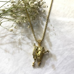 Inlaid Zircon Spongebob хип-хоп ожерелье