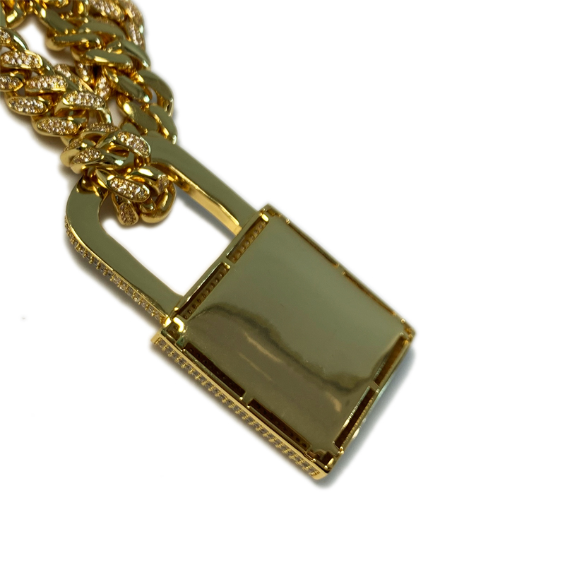 Латунный мужской медный ключ кулон ледяной кубический Zircon Diamond Padlock замок ожерелье