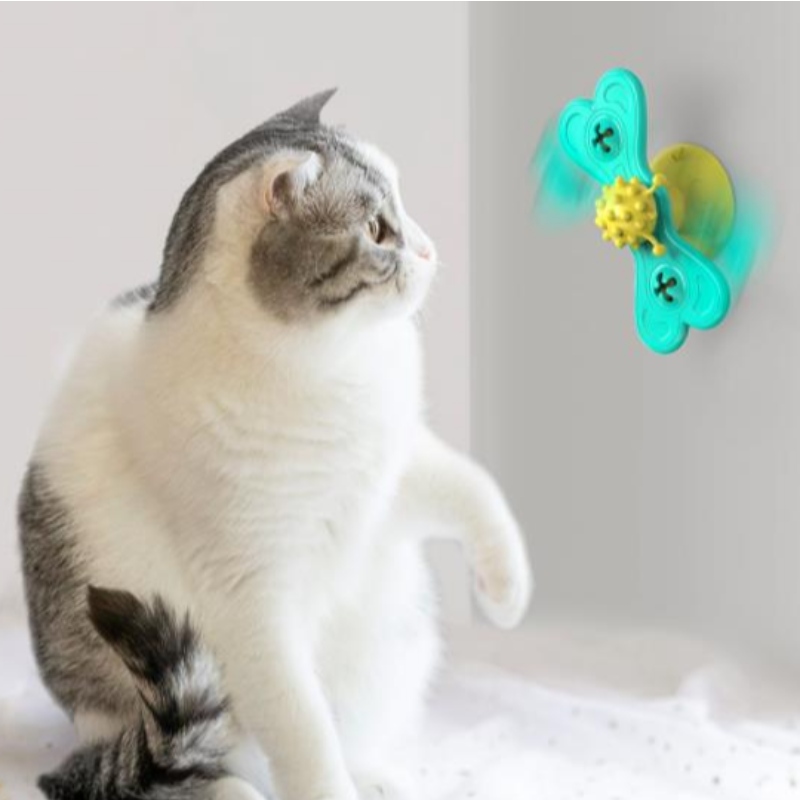 Кошка ветряная мельница игрушка смешной массаж вращающийся кошка игрушки с коткой шариковых зубов чистящие животные продукты