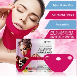 APPTI Rose Rugosa V-Line Подъемная бандажная маска для маски для похудения ремешок на ремень красоты двойной подбородок редуктор гидрогель...