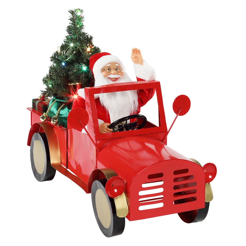 160см музыкальный анимированный Санта-Клаус, сидящий на грузовике Рождественские украшения коллекции праздничные украшения фигурка адаптер переменного тока