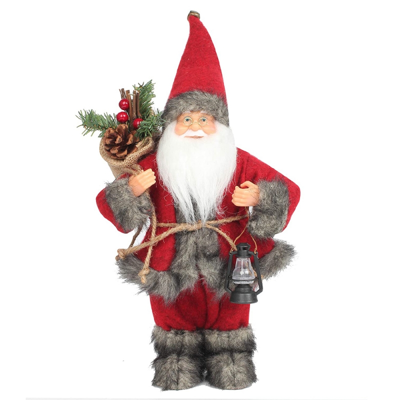 14 дюймов стоящий красный Санта-Клаус орнамент украшения фигурка с масляной лампой и сосновым конусом в мешок рождественские праздничные фестиваль