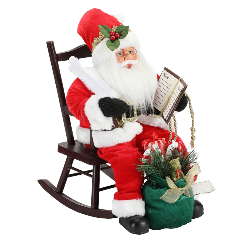 45см Санта-Клаус, сидящий на стуле, написание книги и чтение украшения фигурки коллекции ткани праздник фестиваль