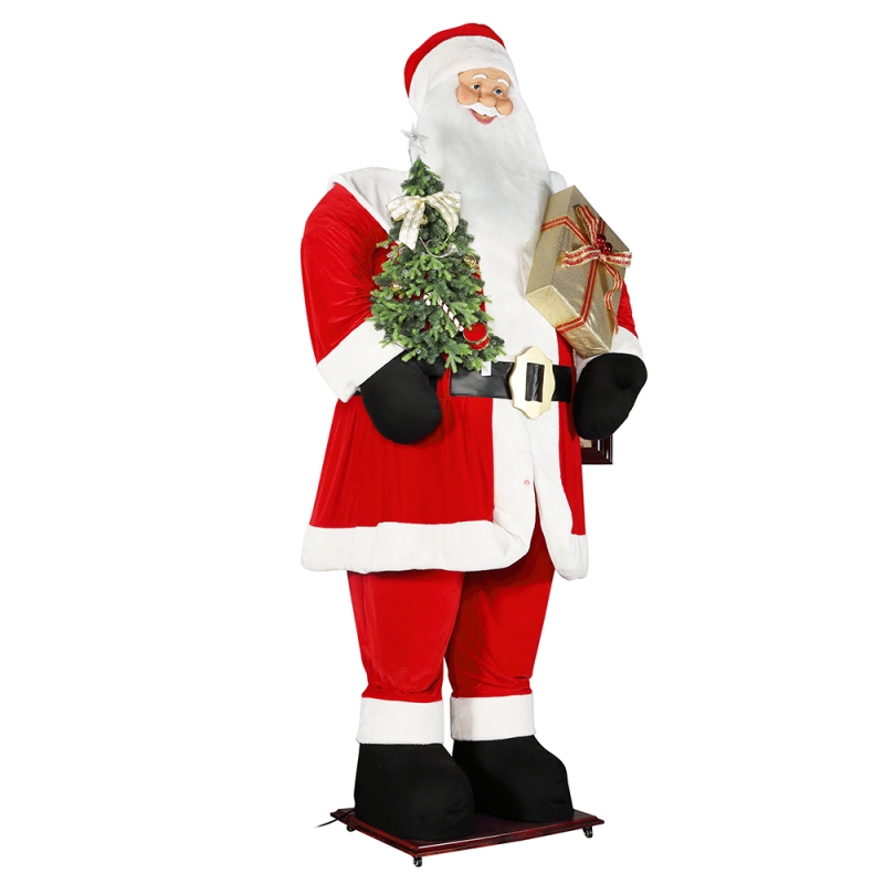 3,8 м Большой Рождественский Санта-Клаус с деревом и подарочной сумкой Светодиодный подъемник и вниз показать выставку украшения праздничный фестиваль роскоши