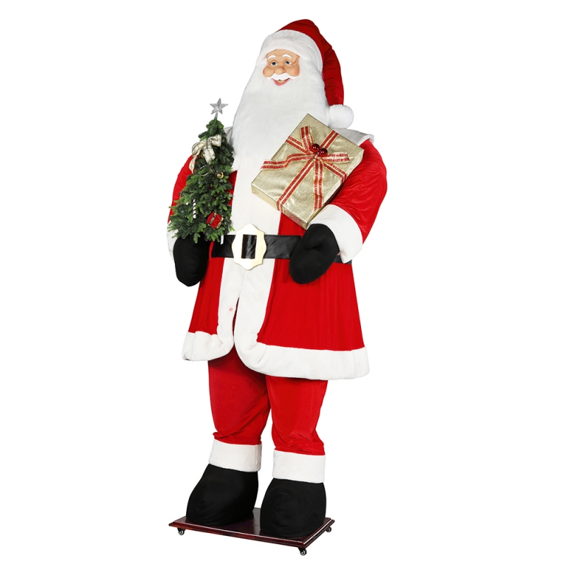 3,8 м Большой Рождественский Санта-Клаус с деревом и подарочной сумкой Светодиодный подъемник и вниз показать выставку украшения праздничный фестиваль роскоши