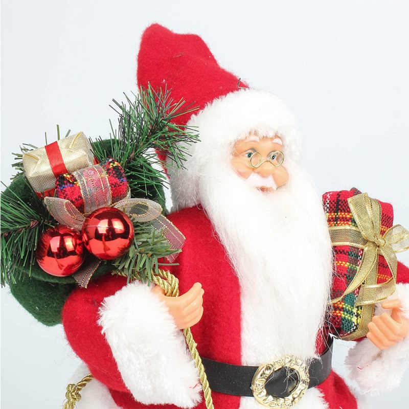 14 дюймов стоящие красные рождественские фигурки Санта-Клауса с подарочной коробке сосна иглы пластиковый традиционный орнамент праздник украшения