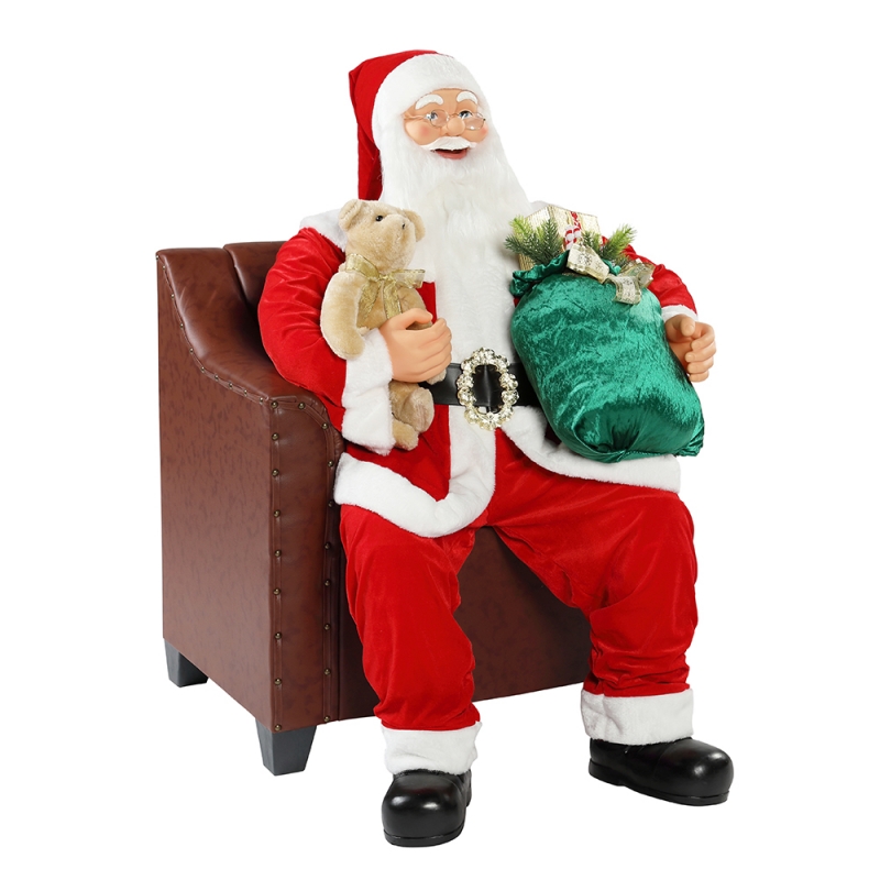 100 см Рождественский анимированный диван Санта-Клаус с освещением музыкального орнамента украшения традиционный фигур