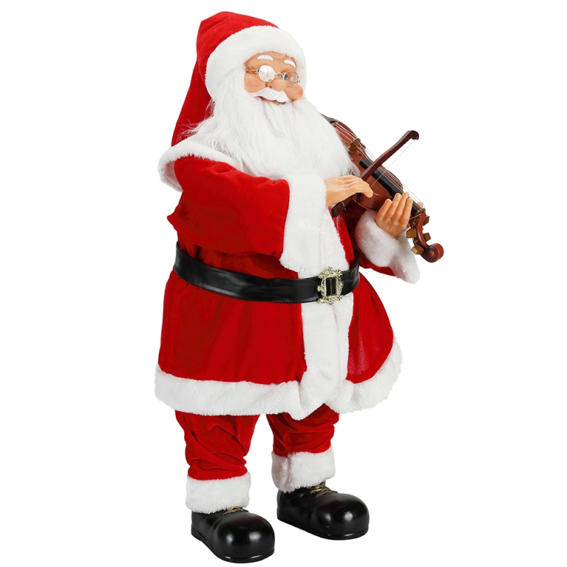 80см анимированное рождественское освещение музыкальный Санта-Клаус с скрипкой украшения украшения традиционный фигур