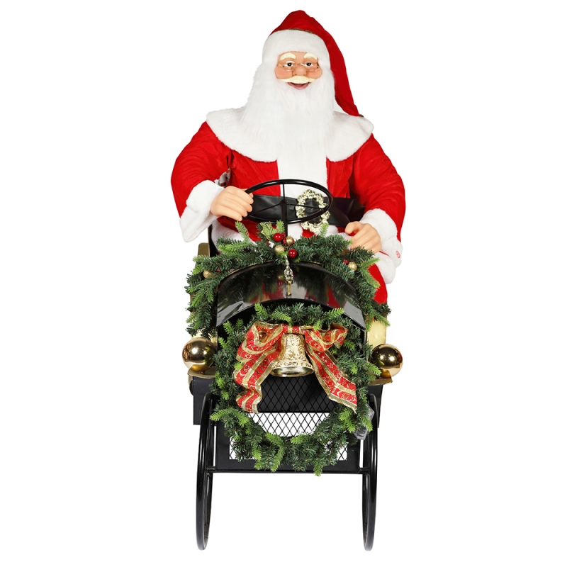 150 см сидя саня Санта-Клаус с освещением орнамента рождественские украшения традиционные фигурки