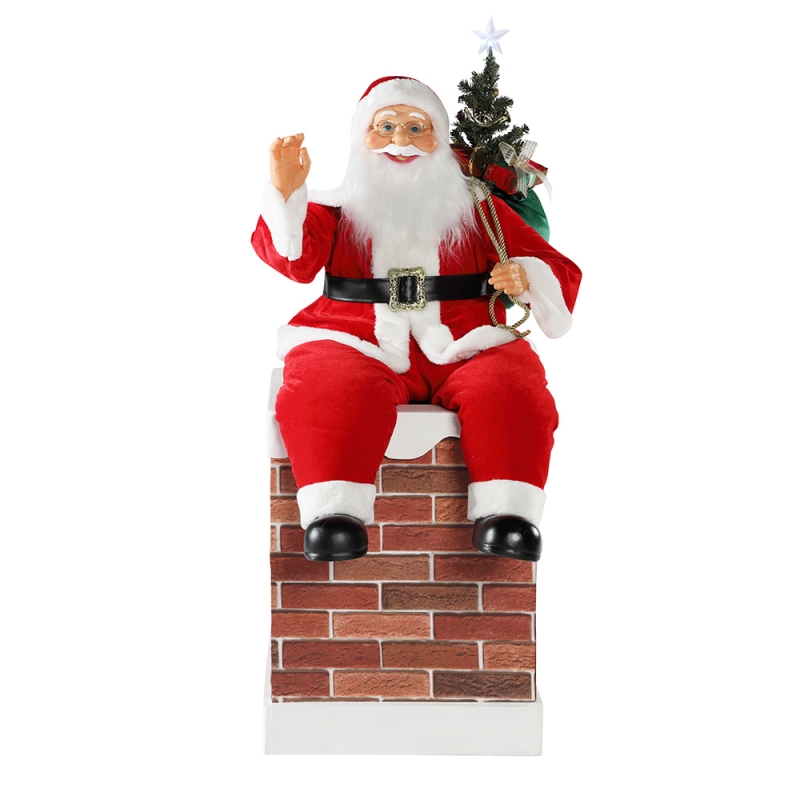 60/100CM Рождественский дымохозяйственный анимированный Санта-Клаус с освещением музыкальный орнамент украшения фигурка коллекции праздник k/d